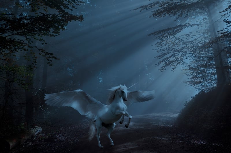 Unicorn in a mystical forest